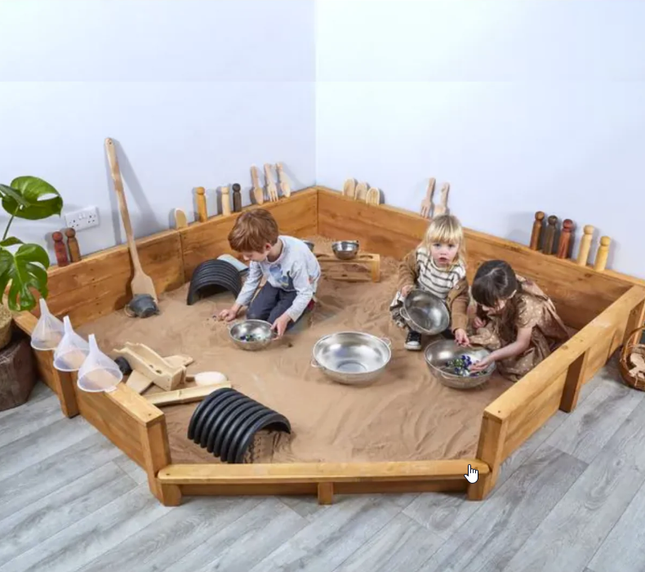 Corner Sand Pit - 30 x 200 x 200CM | Outdoor Learning | Forest School | Imaginative Play | Exploratory Play| Mark Making | Sensory Play