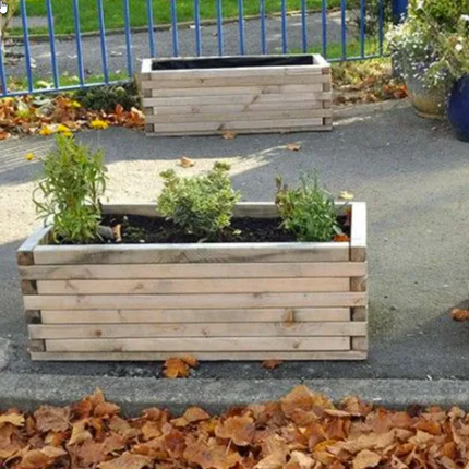 Simple Long Planters - Pack of 4 | 90 x 40 x 30cm | Outdoor Learning | Forest School | Nature | Planting | Garden