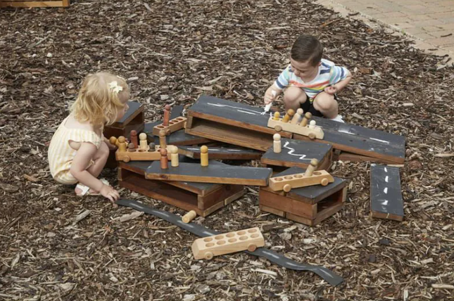 Chalkboard Hollow Blocks - Pack of 11 | 12 x 48 x 24cm | Outdoor Learning | Imaginative Play | Forest School | Playground | Physical Education