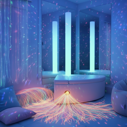 5 Piece Waterless Sensory Package — Corner Padded Surround Seat | Mirrors | Fibre Optics | Waterless LED Tube