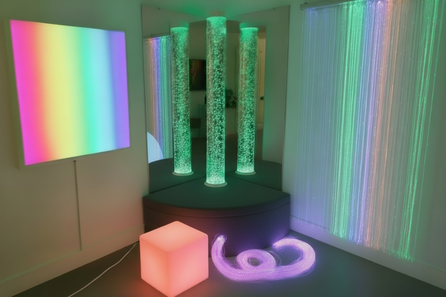 5 Piece 180cm Bubble Tube Package — Corner | Padded Surround | Fibre Optics | Mirrors | Bubble Tube