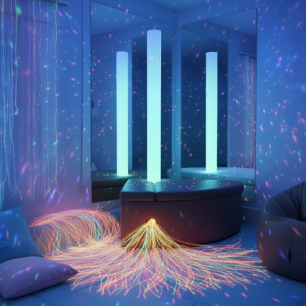 5 Piece Waterless Sensory Package — Corner Padded Surround Seat | Mirrors | Fibre Optics | Waterless LED Tube