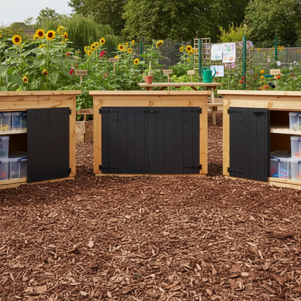 Wooden Outdoor 9 Box Store - Pack of 3 | H1.15m x W1.64m x D93cm each | Outdoor | Garden | Playground | Storage
