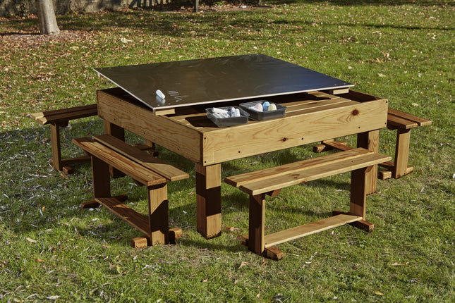 Chalk Table With Lift Lid And Benches - 53 x115 x 115CM | Outdoor Learning |