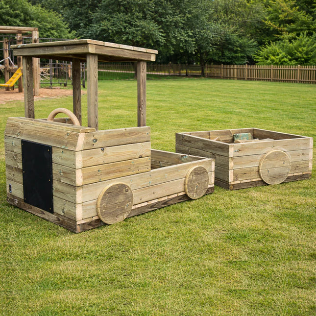 Children’s Outdoor Wooden Truck and Trailer