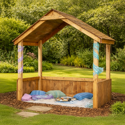 Children’s Outdoor Wooden Large Barn / Sheltered Learning Lounge - 220  x 250 x 140cm | Outdoor Learning | Shelter | Forest School | Dens