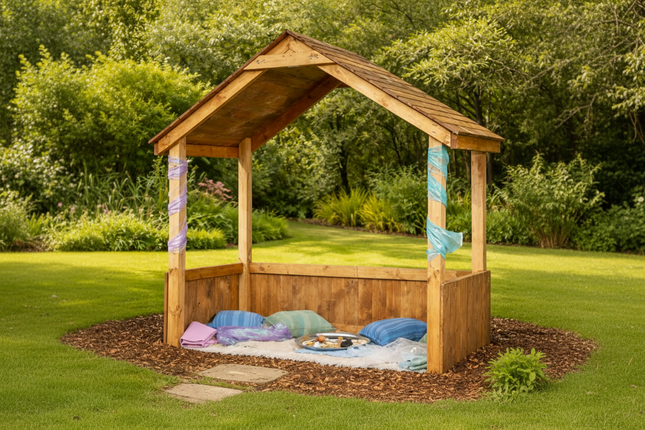 Children’s Outdoor Wooden Large Barn / Sheltered Learning Lounge - 220  x 250 x 140cm | Outdoor Learning | Shelter | Forest School | Dens