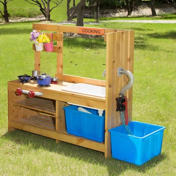 Childrens Outdoor Wooden Kitchen With Pump