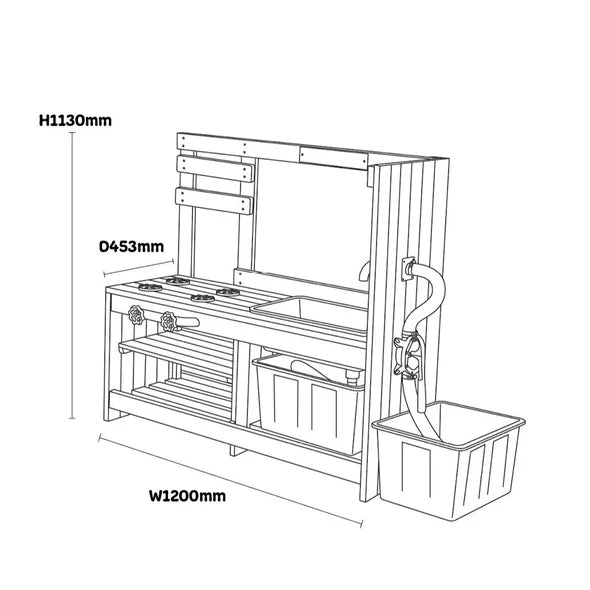 Childrens Outdoor Wooden Kitchen With Pump