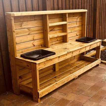 Children's Wooden Large Outdoor Mud kitchen - 107 x 180 x 50CM | Outdoor Learning | Playground | Sensory Play | Messy Play | Role Play