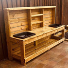 Children's Wooden Large Outdoor Mud kitchen - 107 x 180 x 50CM | Outdoor Learning | Playground | Sensory Play | Messy Play | Role Play