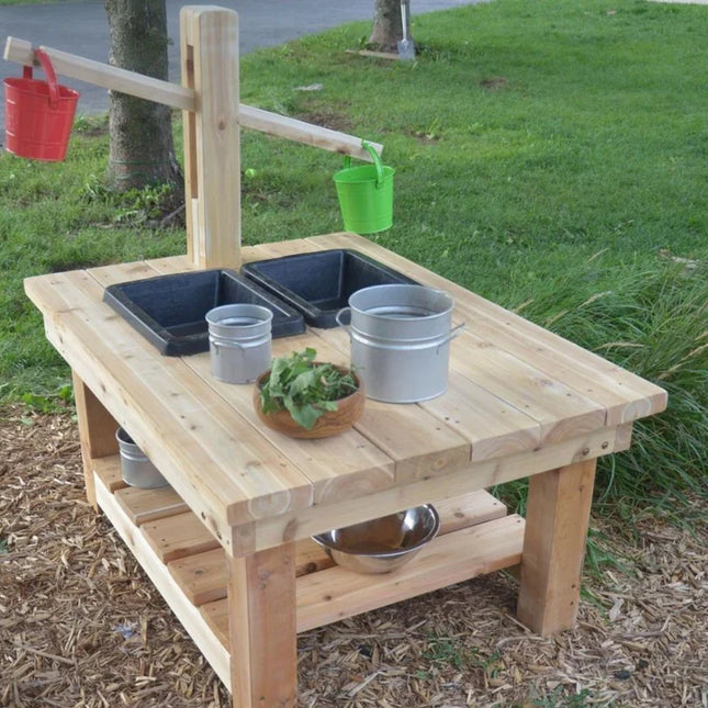 Childrens Outdoor Wooden Weights and Scales Table