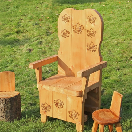 Children's Wooden Throne Chair - 100 x 52 x 43cm | Outdoor Learning | Playground | Forest School | Story Time | Imaginative Play
