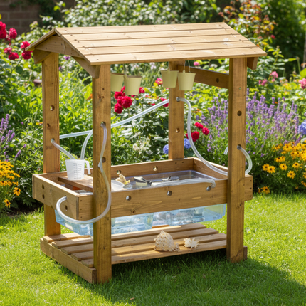 Clear Sand & Water Wooden Explorer Stand - 140 x 79 x 150cm | Outdoor | Forest School | Garden | Mark Making | Playground | Sensory | STEM