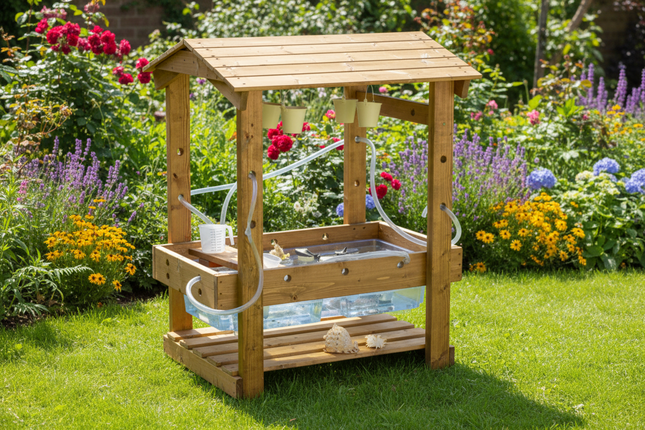 Clear Sand & Water Wooden Explorer Stand - 140 x 79 x 150cm | Outdoor | Forest School | Garden | Mark Making | Playground | Sensory | STEM