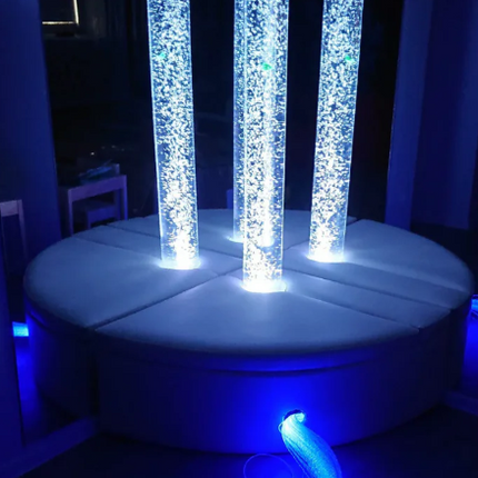 3 Piece 180cm Bubble Tube Package — Corner | Padded Surround Storage Seat | Fibre Optics | Bubble Tube