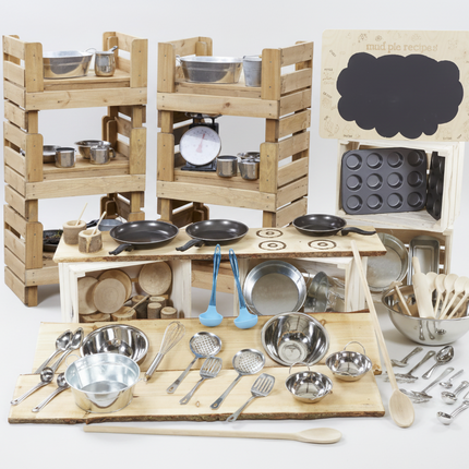 Complete Mud Pie Kit - 65 Piece Set | Outdoor Learning | Imaginative Play | Forest School | Playground | Physical Education