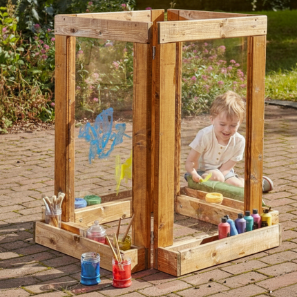 Foldaway Four Panel Art Easel - 100 x 90 x 90cm | Outdoor | Forest School | Garden | Mark Making | Playground