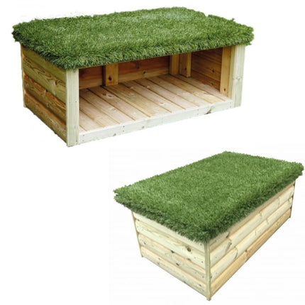 Grass Topped Wooden Storage Bench