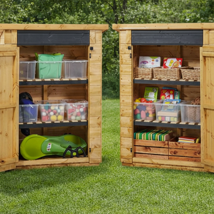 Group Time Outdoor Storage Sheds - Set of 2 | 155 x 120 x 61cm | Outdoor Learning | Messy Play | Exploratory | Storage