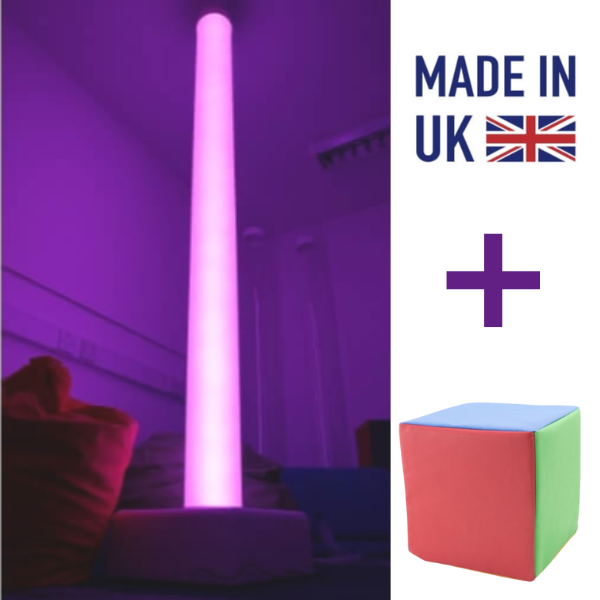 Interactive Chroma Tube- 15cm Diameter | 100-200cm Options | Waterless Tube with Dice Controller | Large Sensory