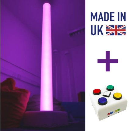 Interactive Chroma Tube- 15cm Diameter | 100-200cm Options | Waterless Tube with Large Button Controller | Large Sensory