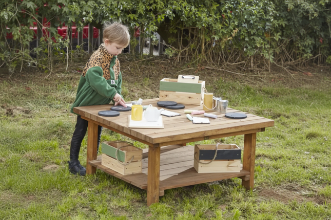 Large Square Table Workstation - 50 x 100 x 100cm | Outdoor Learning | Playground | Forest School | Mark Making | Imaginative Play