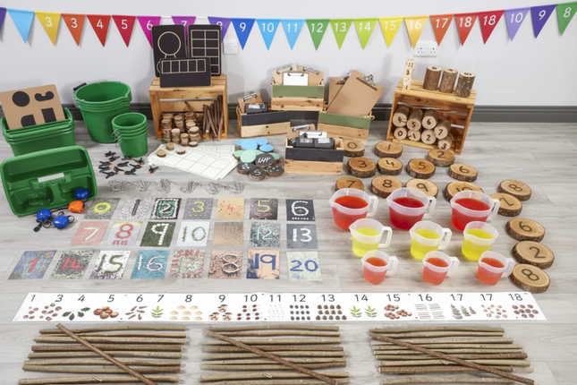 Maths Counting Shed Internal Kit - 65 Piece Set | Outdoor Learning | Imaginative Play | Forest School | Playground | Physical Education