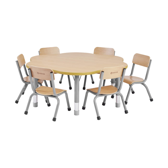 Milan Flower 6 Seater Tables - Height Adjustable | Blue or Grey | Classroom | Nursery Furniture
