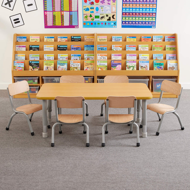 Milan Rectangular Table - Height Adjustable | 6 or 8 Seater | Blue or Grey | Classroom | Nursery Furniture