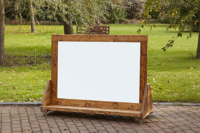 Mobile Easel - Whiteboard | Chalkboard | Perspex | 100 x 122 x 65.5cm | Outdoor | Forest School | Garden | Mark Making | Playground