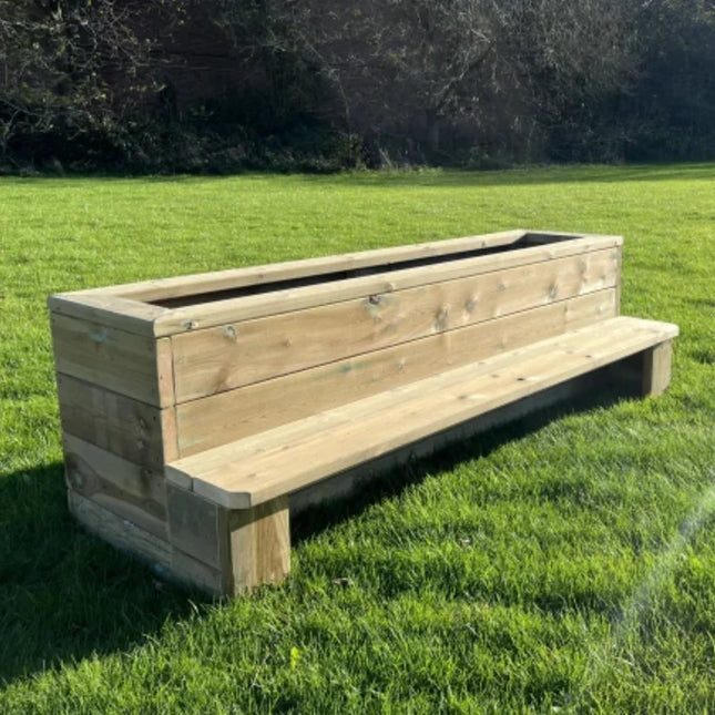 Outdoor Wooden Bench Planter