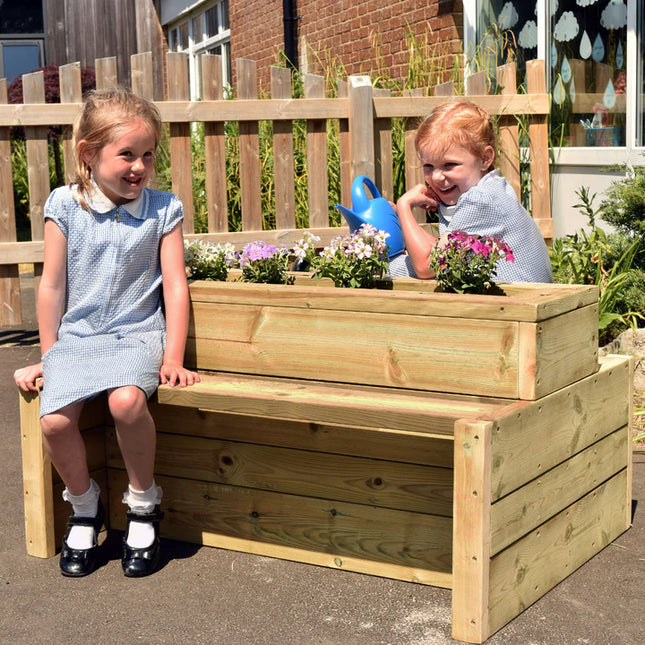 Outdoor Wooden Double-Sided Bench Planter