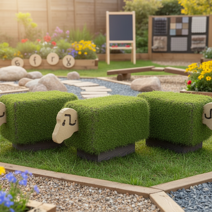 Outdoor Playground Sensory Grass Seating - Flock of 3 Sheep | Sensory Garden | Playground