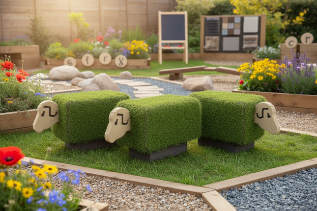 Outdoor Playground Sensory Grass Seating - Flock of 3 Sheep | Sensory Garden | Playground