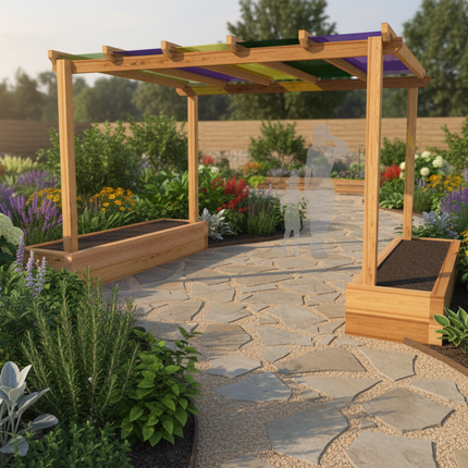Rainbow Raised Planter Canopy - Sensory Garden | Gardening | Exploratory Play | Visual | Pergola | Gazebo