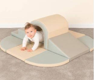Soft Play- Toddler Mini Tunnel Crossways- Multicolour/ Neutral Shades