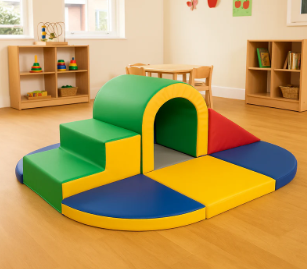 Soft Play- Toddler Mini Tunnel Crossways- Multicolour/ Neutral Shades