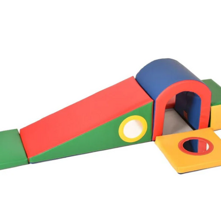 Tunnel Up &amp; Over Toddler Soft Play Set- Multicolour/Grey&White