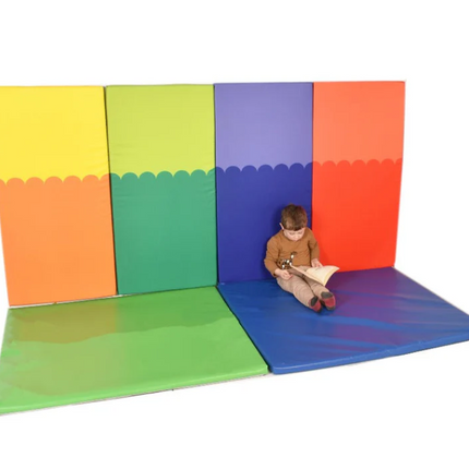 Set of 4 Multi Coloured Wall Pads + Floor Mat(s) | Soft Play | Safety Padding | Colourful