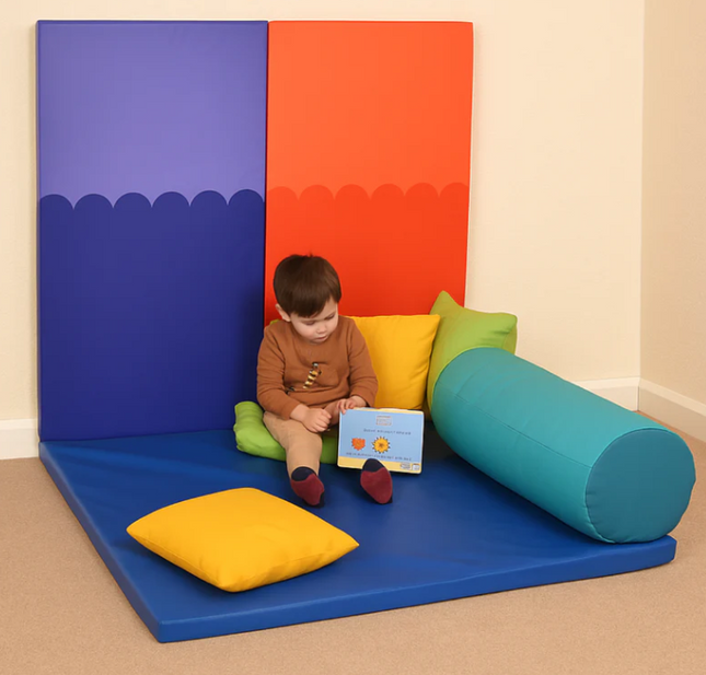 Set of 2 Multi Coloured Wall Pads+ Mat/Cushion Set Options | Soft Play | Safety Padding | Colourful