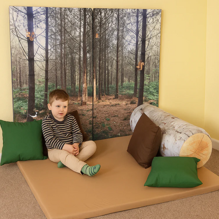 Set of 2 Woodland Wall Pads + Mat/Cushion Set Options | Soft Play | Safety Padding | Nature