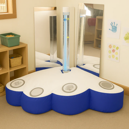 Bubble Tube Beanbag Corner — Green or Blue / Bean bag, 2 mirrors and 2 wall padding options