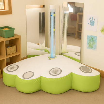 Bubble Tube Beanbag Corner — Green or Blue / Bean bag, 2 mirrors and 2 wall padding options