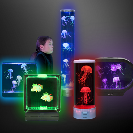 Oval Jellyfish Tank with Colour Changing LED Relaxing Mood Lamp