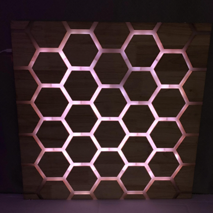 Honeycomb Interactive Panel – LED Wall Hanging Hexagonal Design Light with Wooden Frame