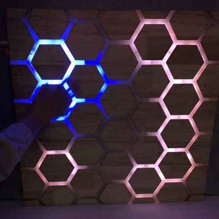 Honeycomb Interactive Panel – LED Wall Hanging Hexagonal Design Light with Wooden Frame