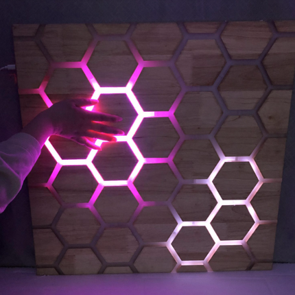 Honeycomb Interactive Panel – LED Wall Hanging Hexagonal Design Light with Wooden Frame