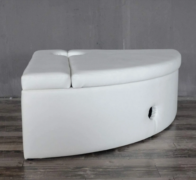 Padded Corner Surround Base Seat Plinth for Bubble Tube Fibre Optics- Corner - White/Grey