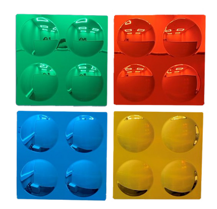 Coloured Convex Bubble Mirrors- Set of 4- Acrylic Safety Mirrors- 33cm x 33cm
